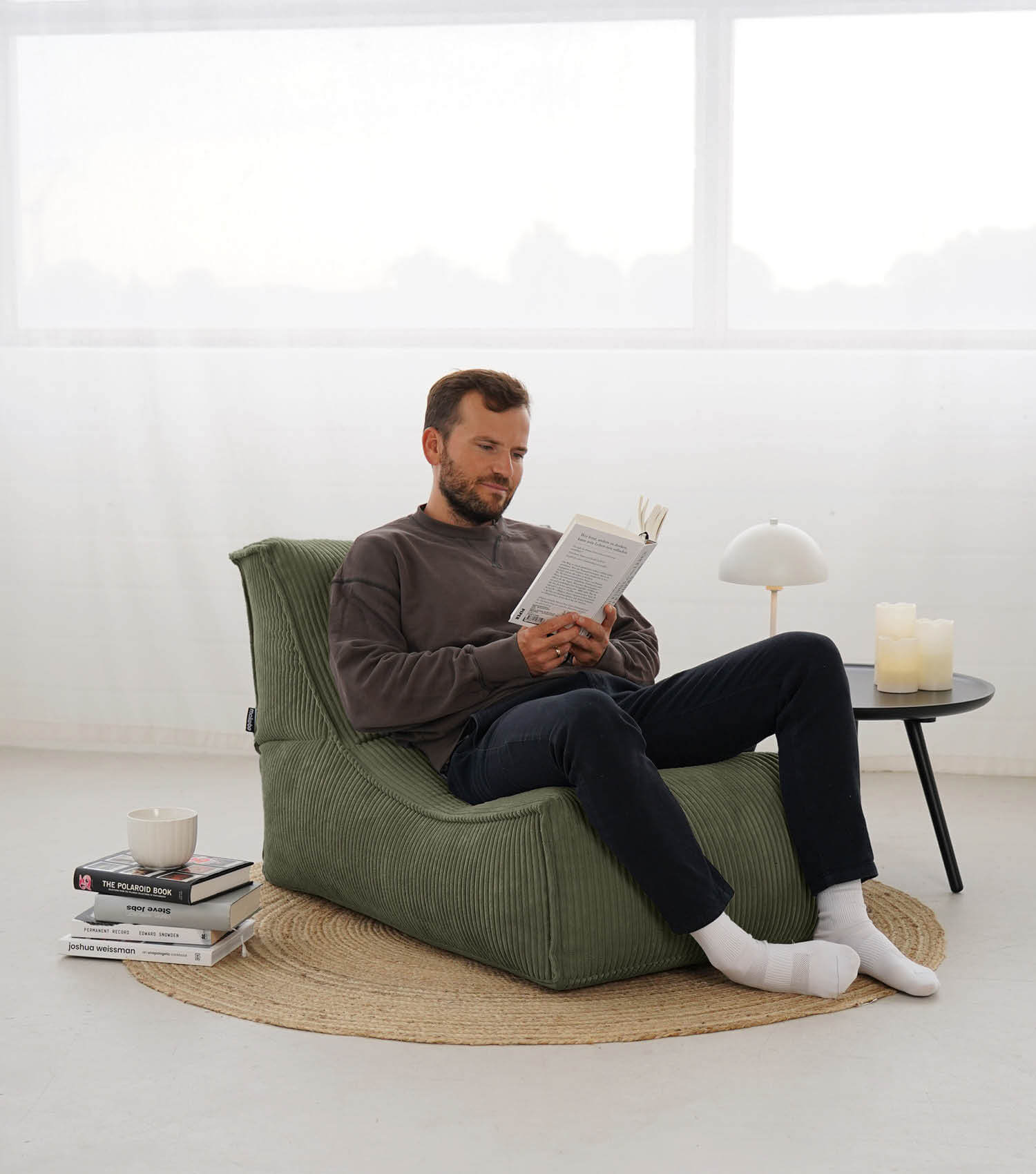 Sitzsack XXL + Pouf für Kinder & Erwachsene mit Füllung 'Der Gelassene'