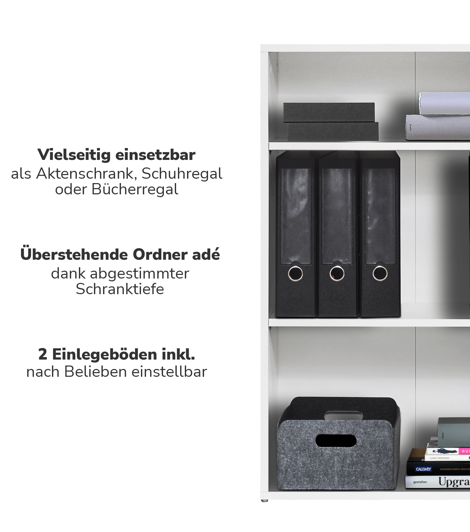 Hohes Regal Schuhregal aus Holz ‘Der Bücherwurm’ Aktenregal Wand