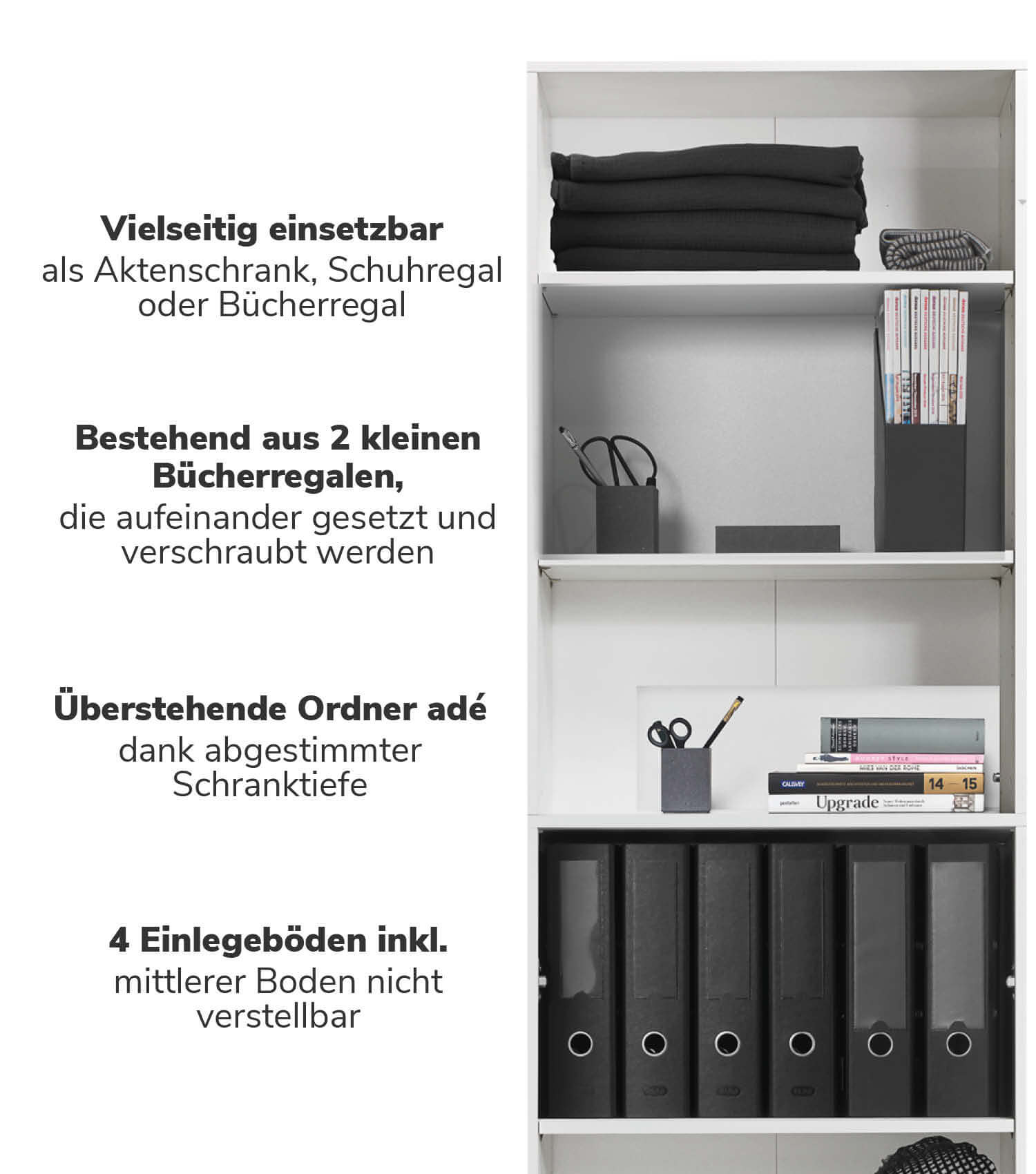 Hohes Regal Schuhregal aus Holz ‘Der Bücherwurm’ Aktenregal Wand
