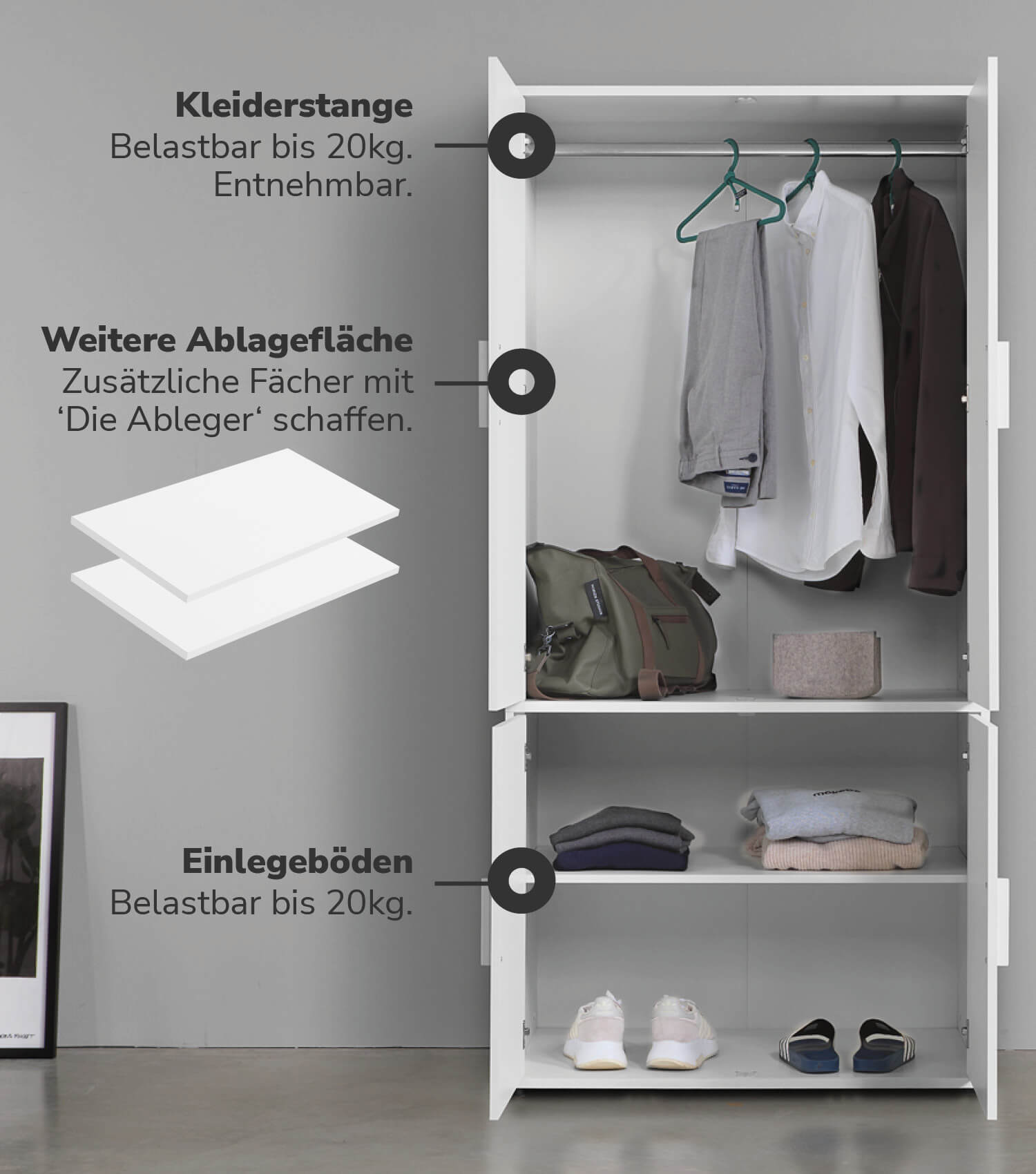 Kleiderschrank Garderobenschrank Schlafzimmerschrank Flurschrank