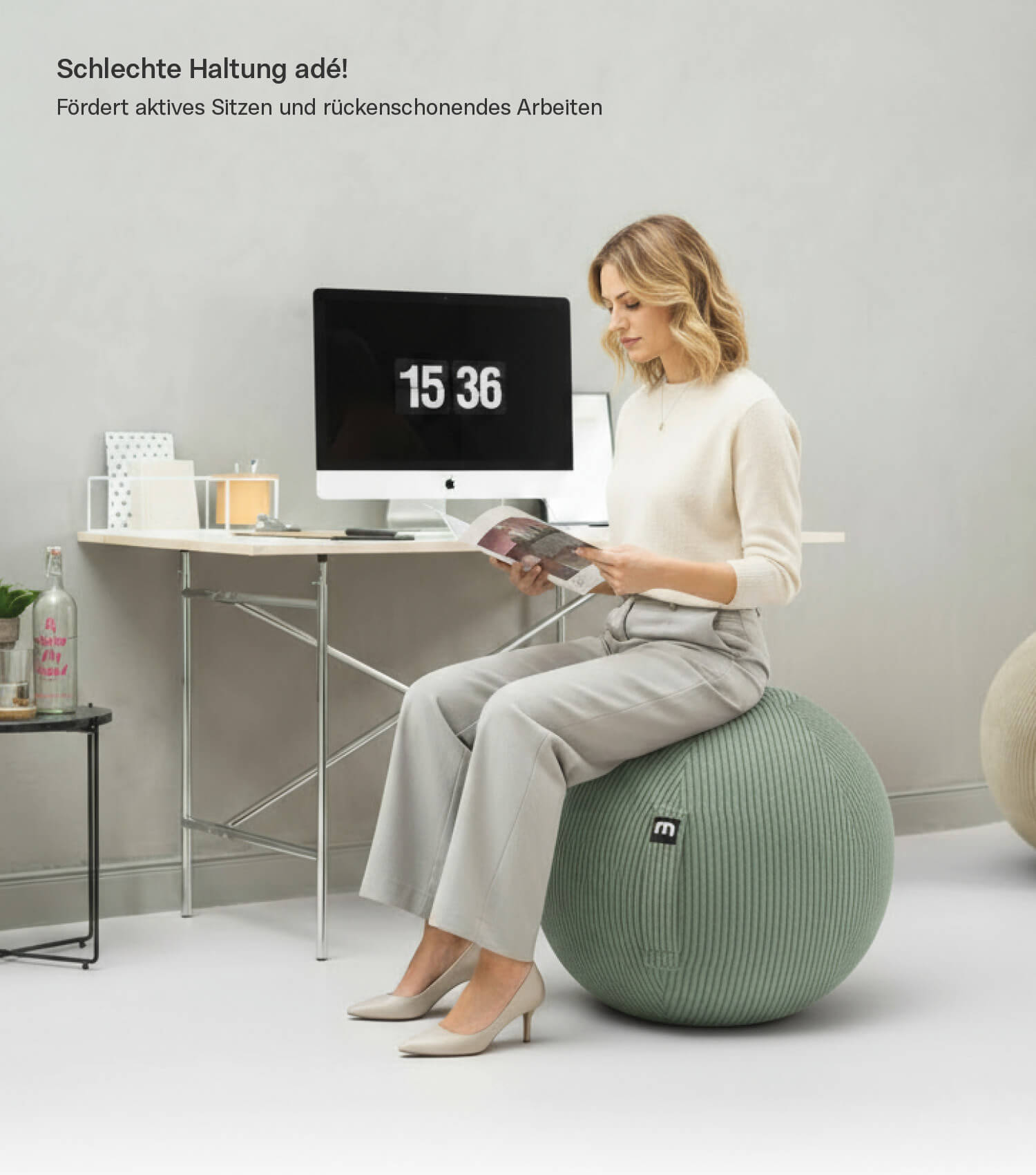 Stoff Sitzball Büro ergonomisch Gymnastikball Pezziball Bürostuhl