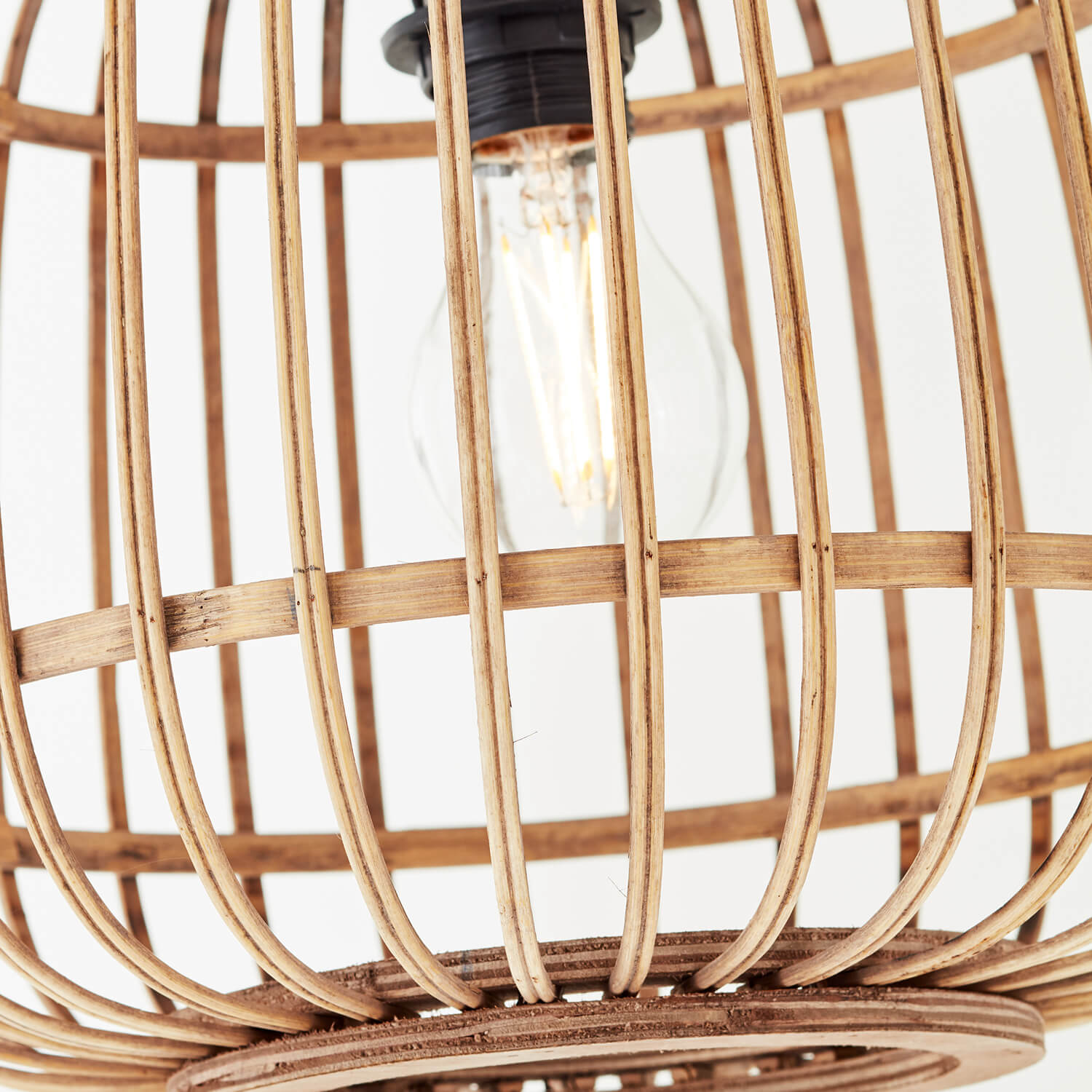 Stehlampe Boho Style mit Rattan 'Die Natürliche' Bambus, Korb, Holz 