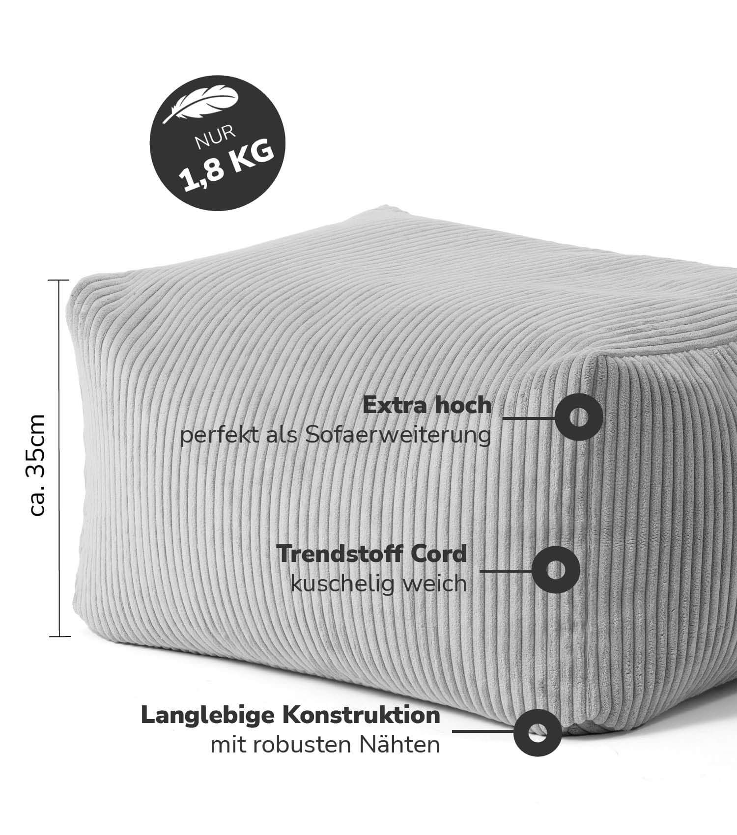 Indoor Pouf Hocker Sitzkissen Bodenkissen 'Der Ruhestifter' Fußhocker eckig