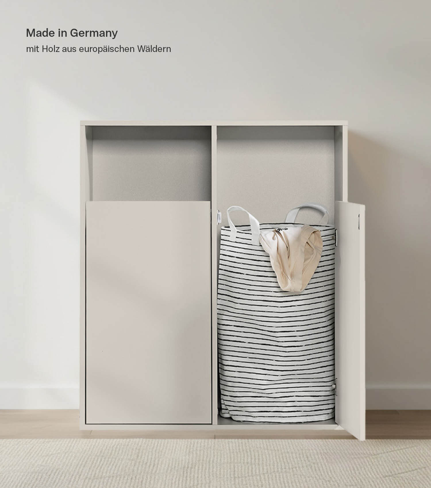 Wäscheschrank Wäschesammler Wäschekorb Holz Wäschetrenner Wäschebox