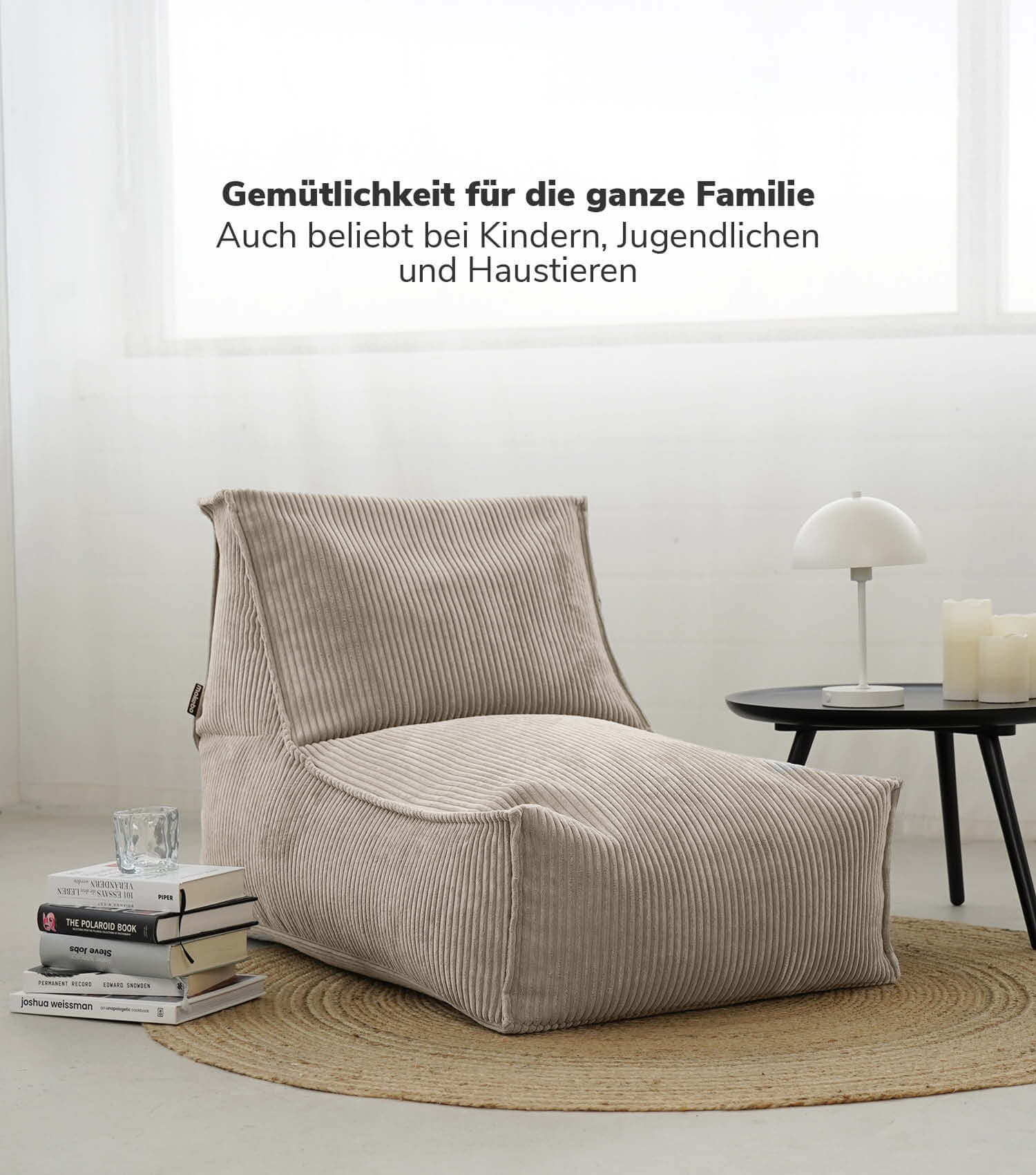 Sitzsack XXL + Pouf für Kinder & Erwachsene mit Füllung 'Der Gelassene'