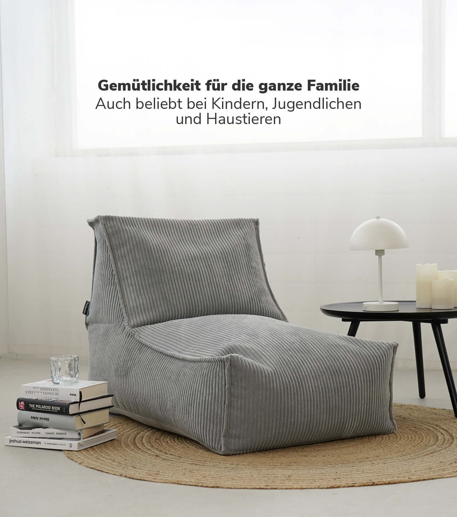 Sitzsack XXL + Pouf für Kinder & Erwachsene mit Füllung 'Der Gelassene'