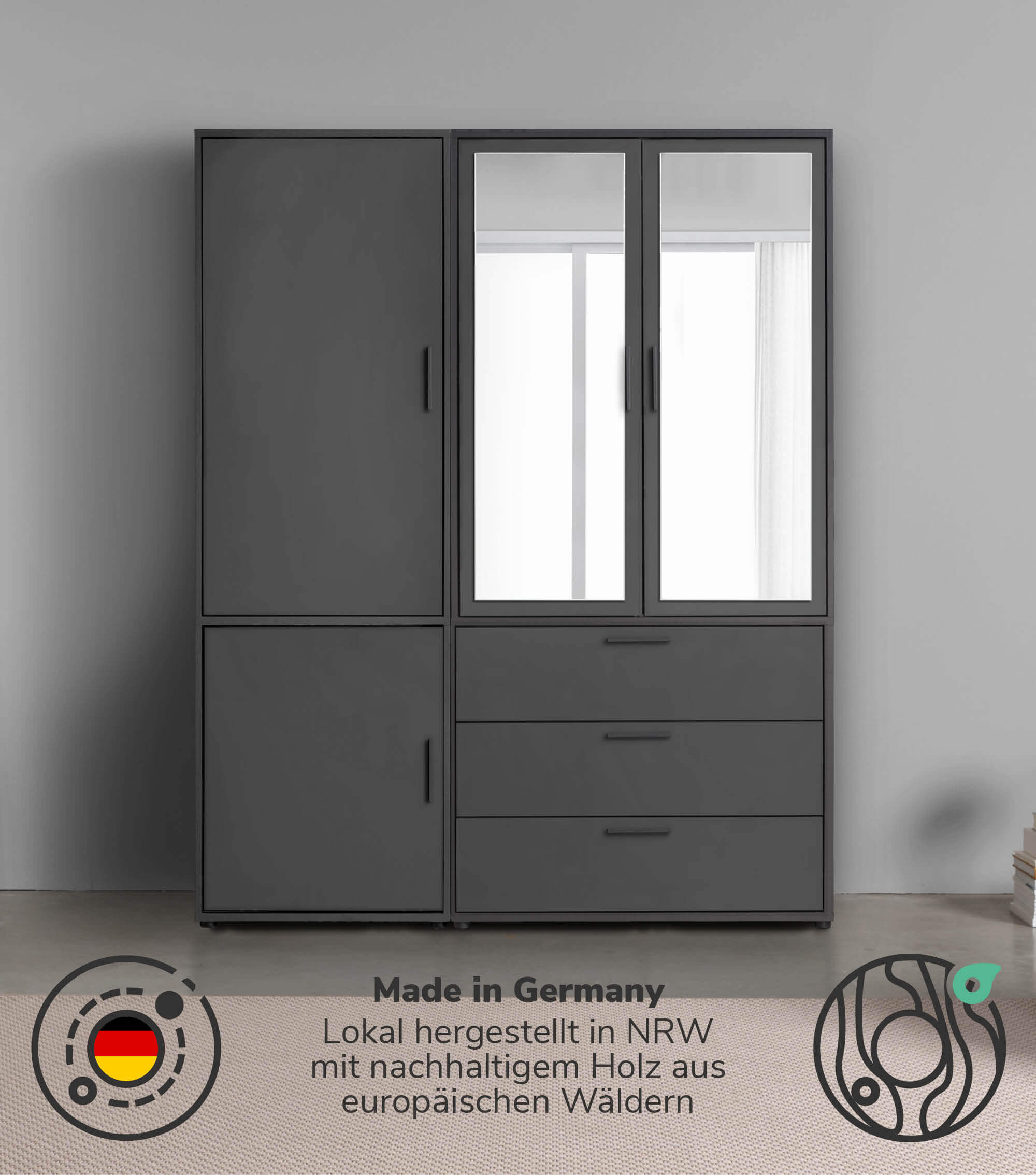 Kleiderschrank Garderobenschrank Schlafzimmerschrank Flurschrank