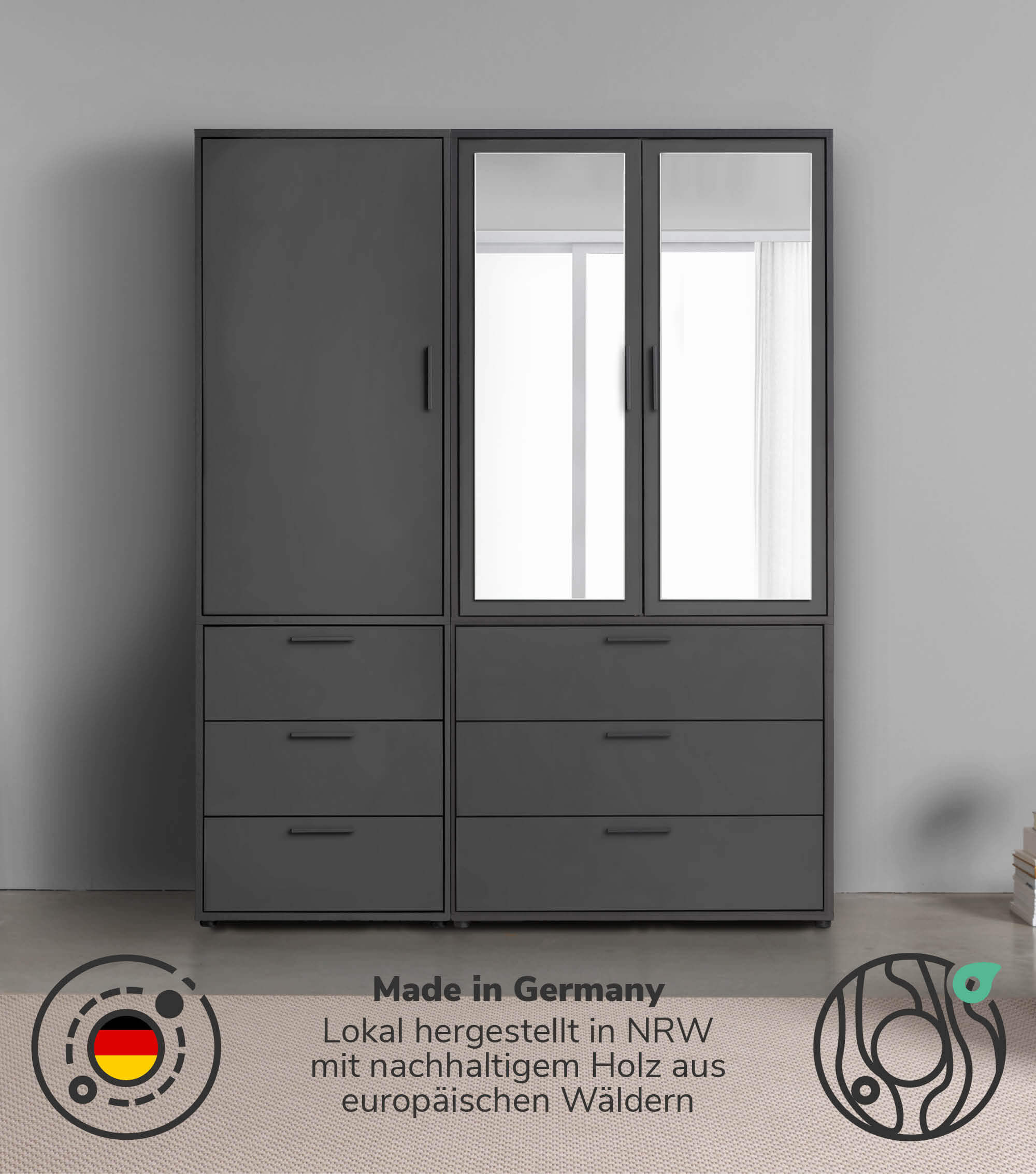 Kleiderschrank Garderobenschrank Schlafzimmerschrank Flurschrank