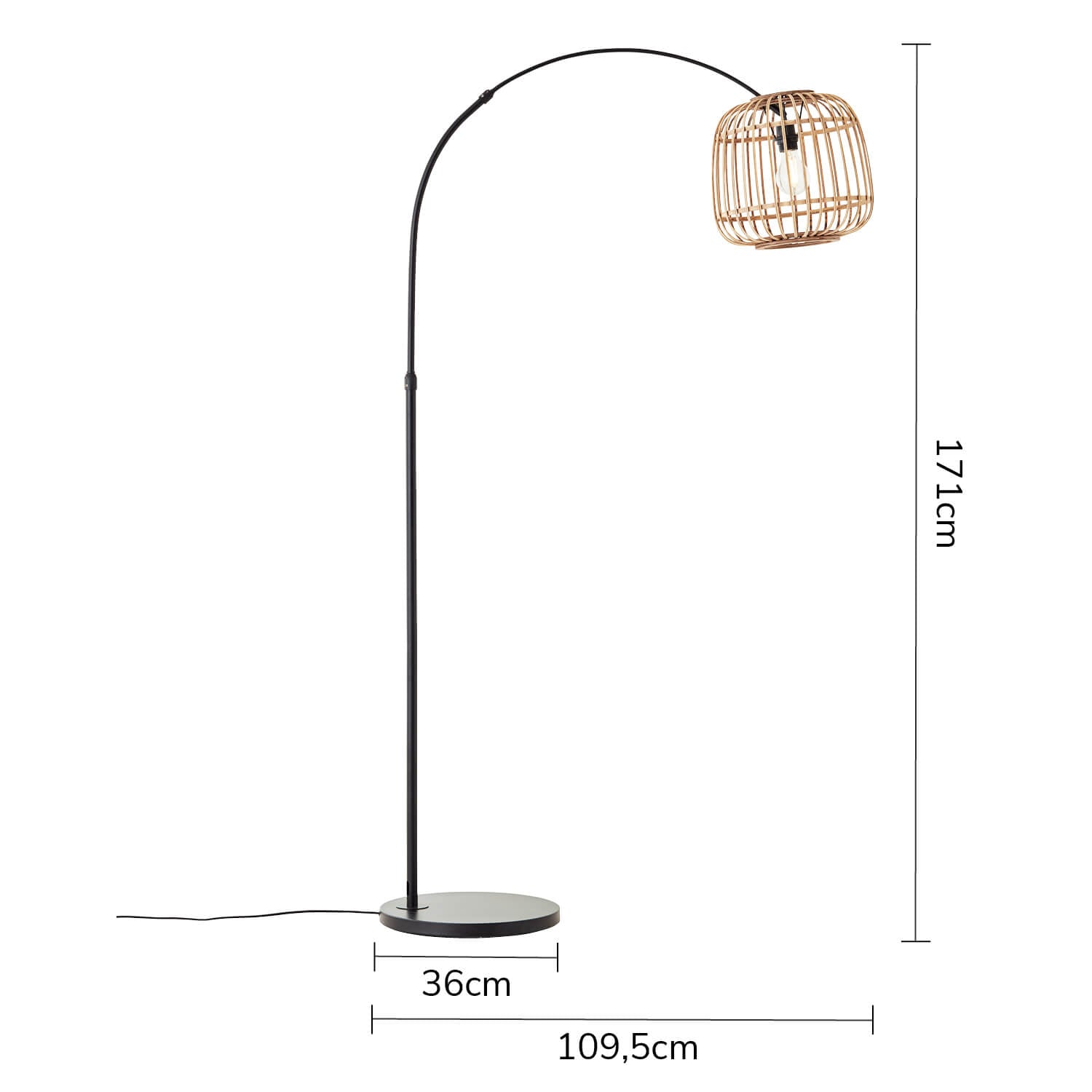 Stehlampe Boho Style mit Rattan 'Die Natürliche' Bambus, Korb, Holz 