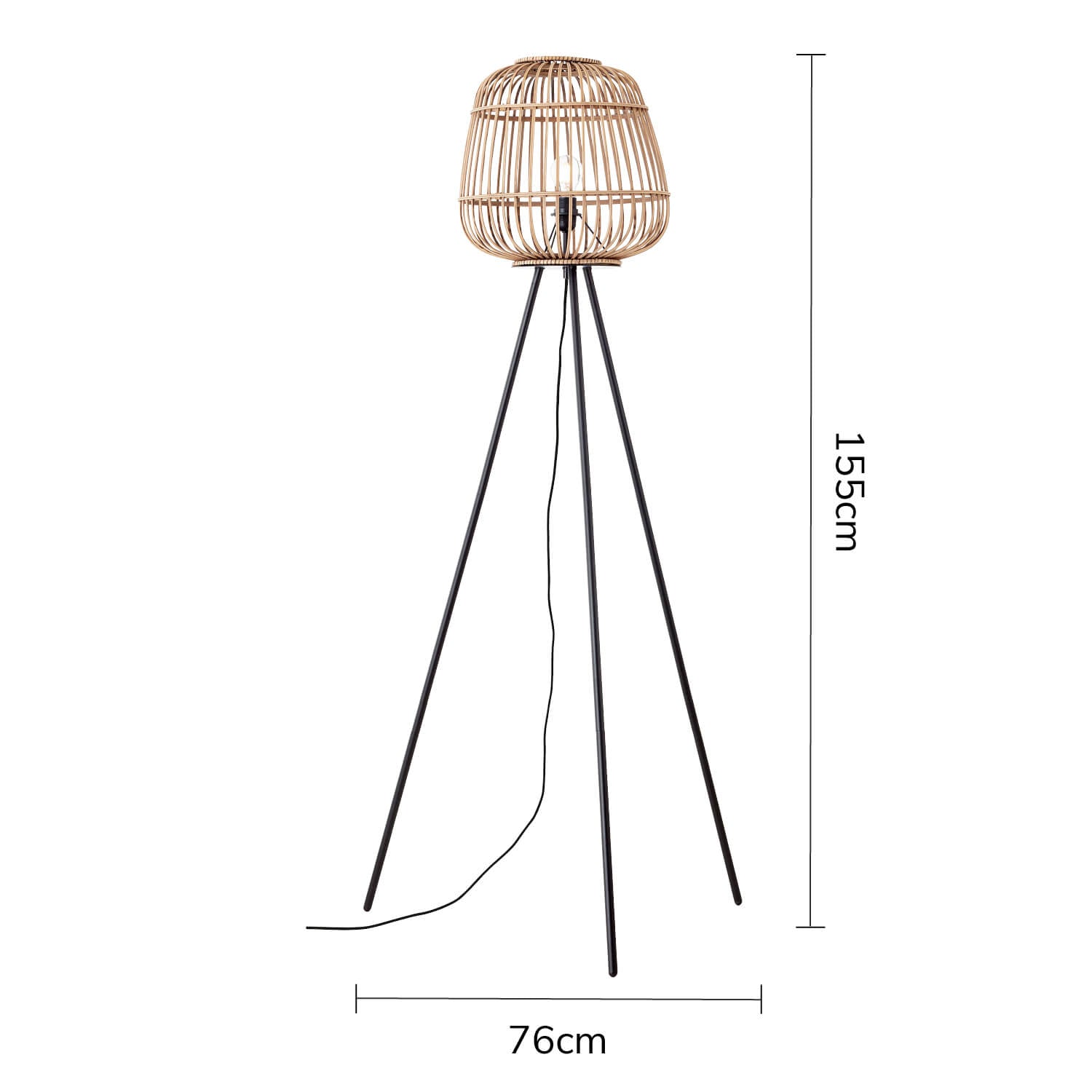 Stehlampe Boho Style mit Rattan 'Die Natürliche' Bambus, Korb, Holz 