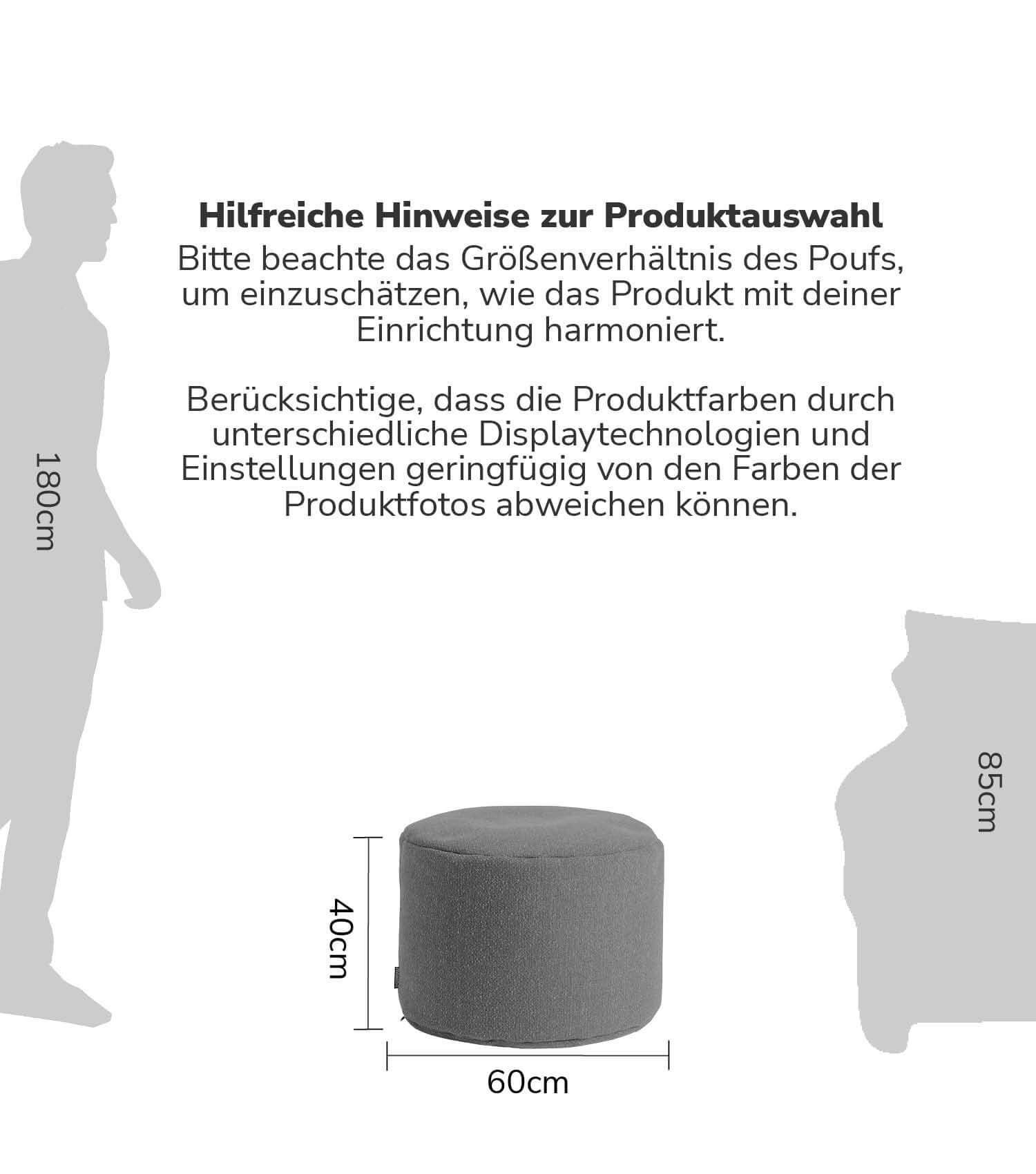 Indoor Pouf Hocker Sitzkissen Bodenkissen 'Der Ruhepouf' Fußhocker rund