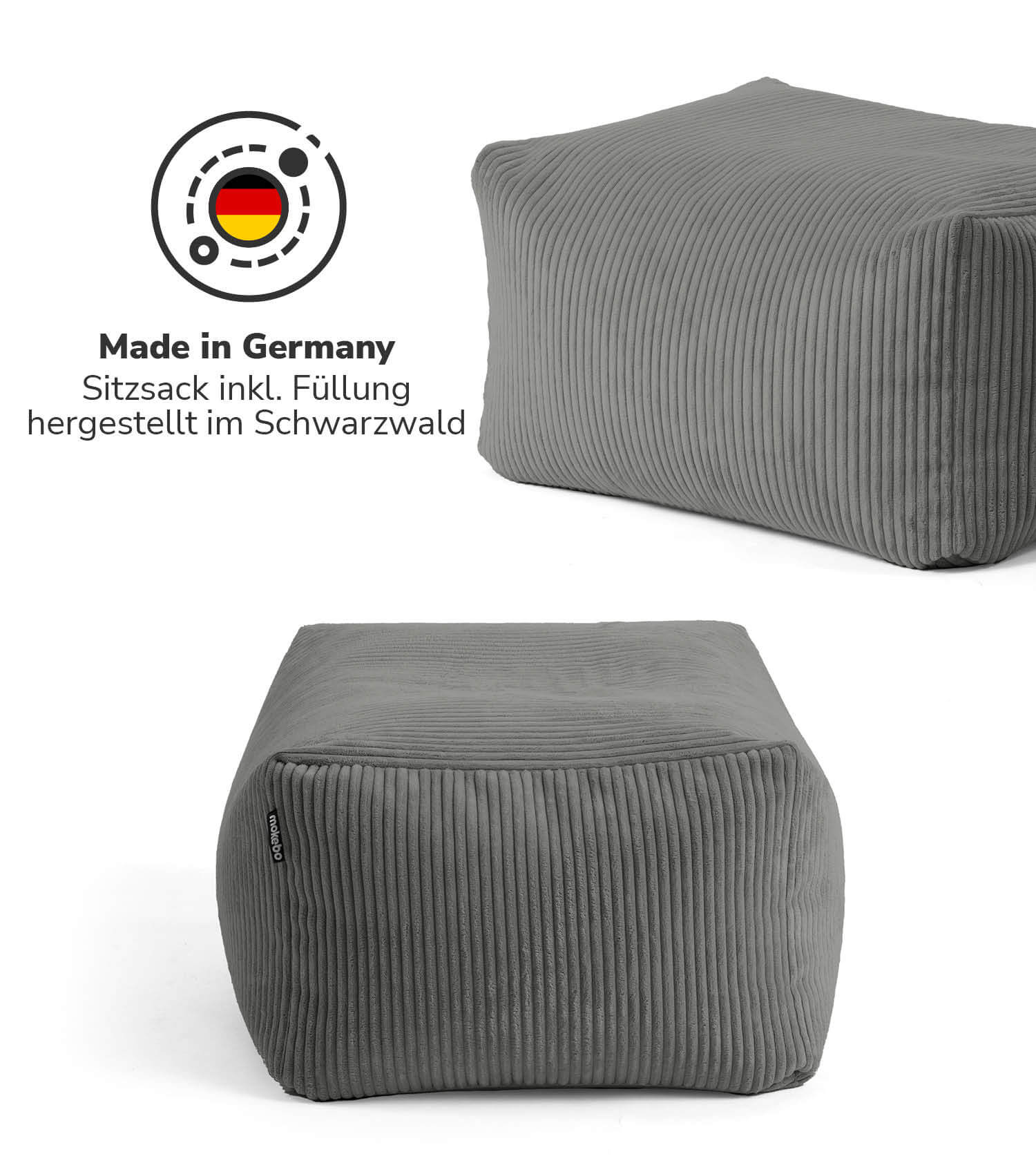 Indoor Pouf Hocker Sitzkissen Bodenkissen 'Der Ruhestifter' Fußhocker eckig