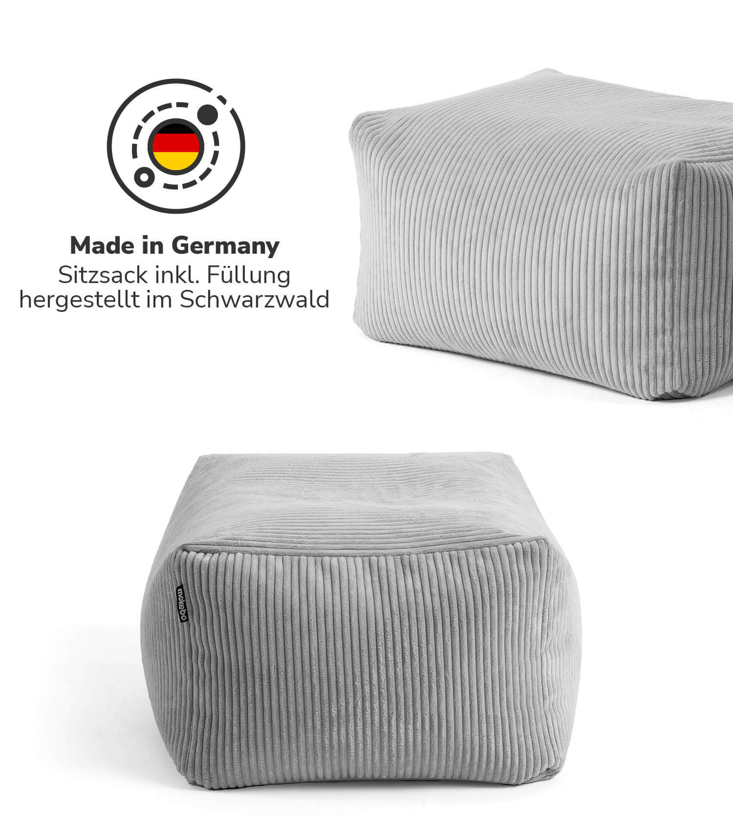 Indoor Pouf Hocker Sitzkissen Bodenkissen 'Der Ruhestifter' Fußhocker eckig