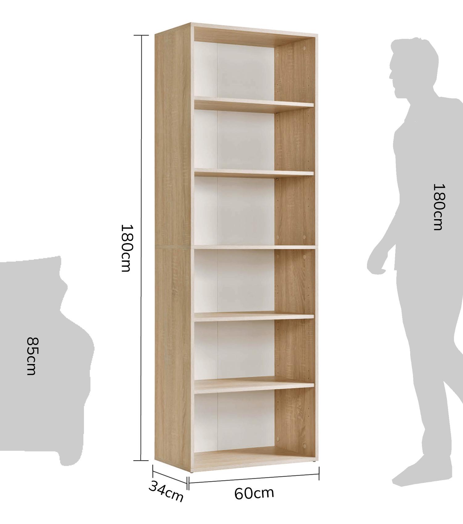 Hohes Regal Schuhregal aus Holz ‘Der Bücherwurm’ Aktenregal Wand