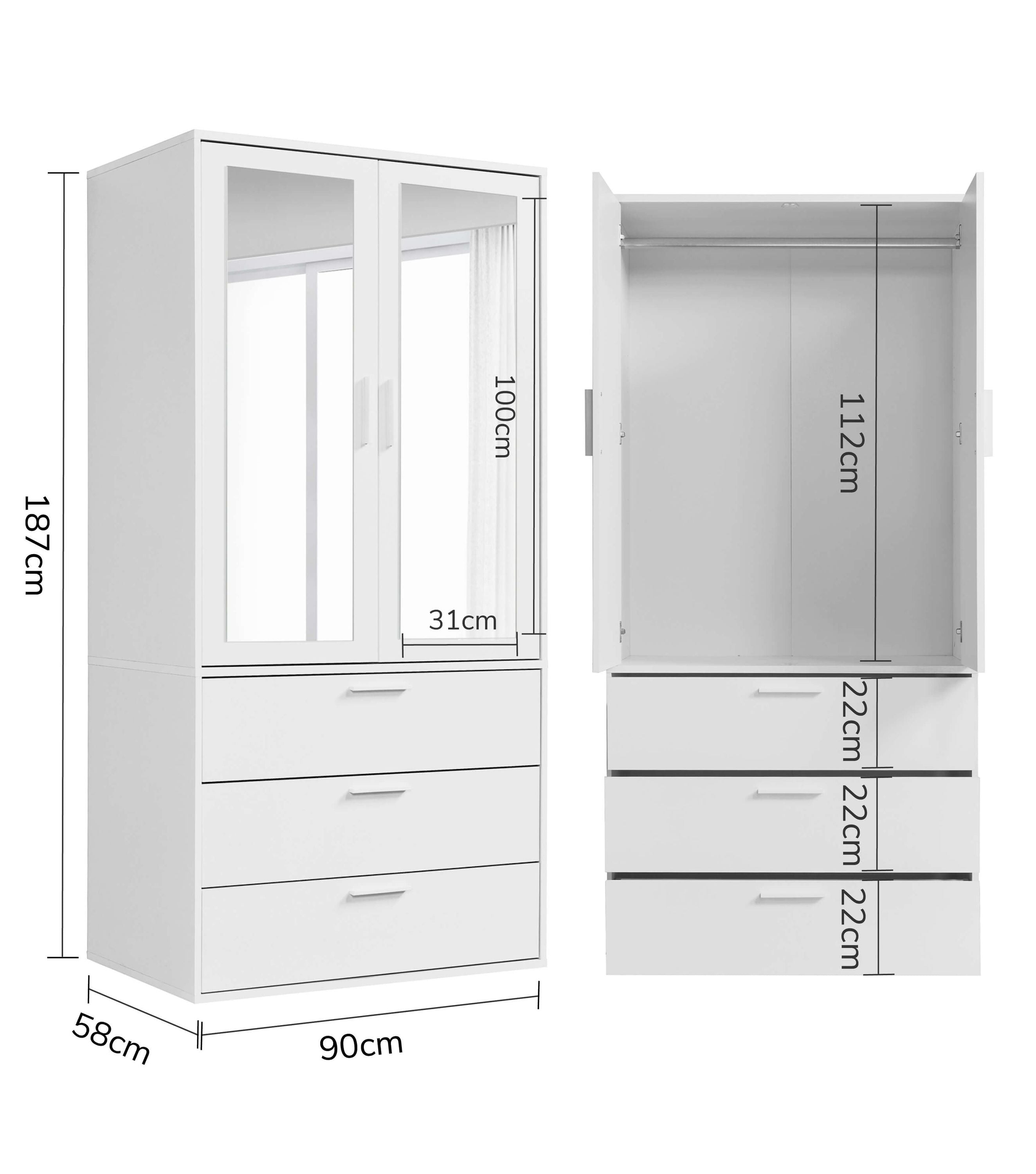Kleiderschrank Garderobenschrank Schlafzimmerschrank Flurschrank