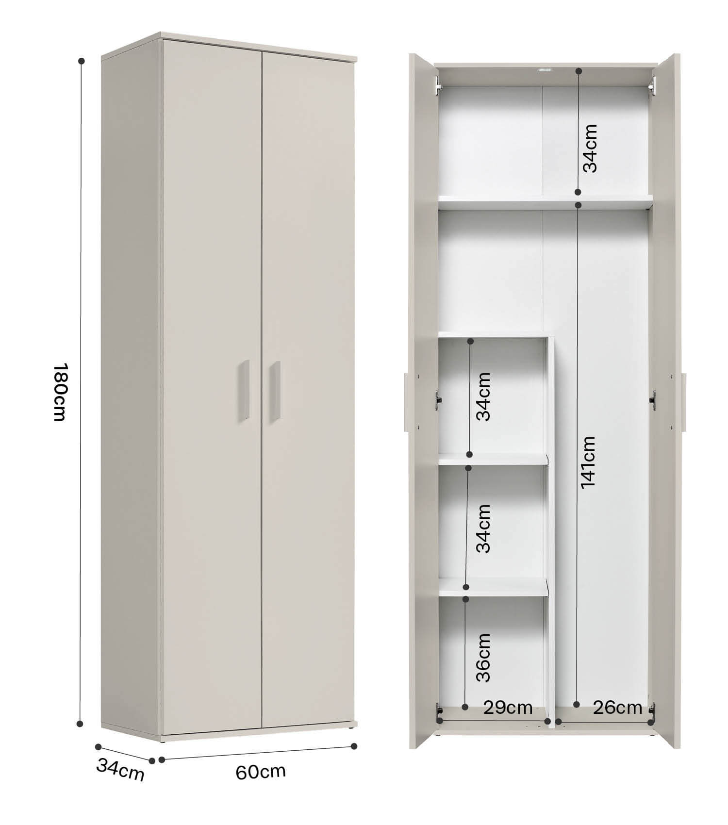 Besenschrank schmal Putzschrank Schrank Allzweckschrank Flurschrank Küchenschrank