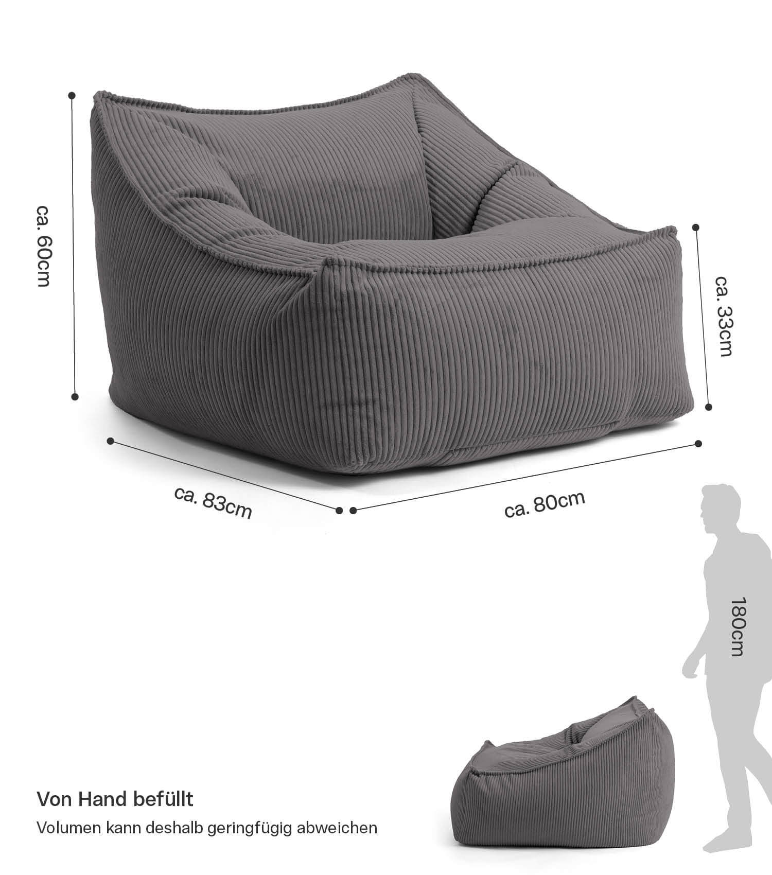 Cord Sessel Lesesessel XXL Sitzsack Sitzsack Cord Bean Bag Armlehnen