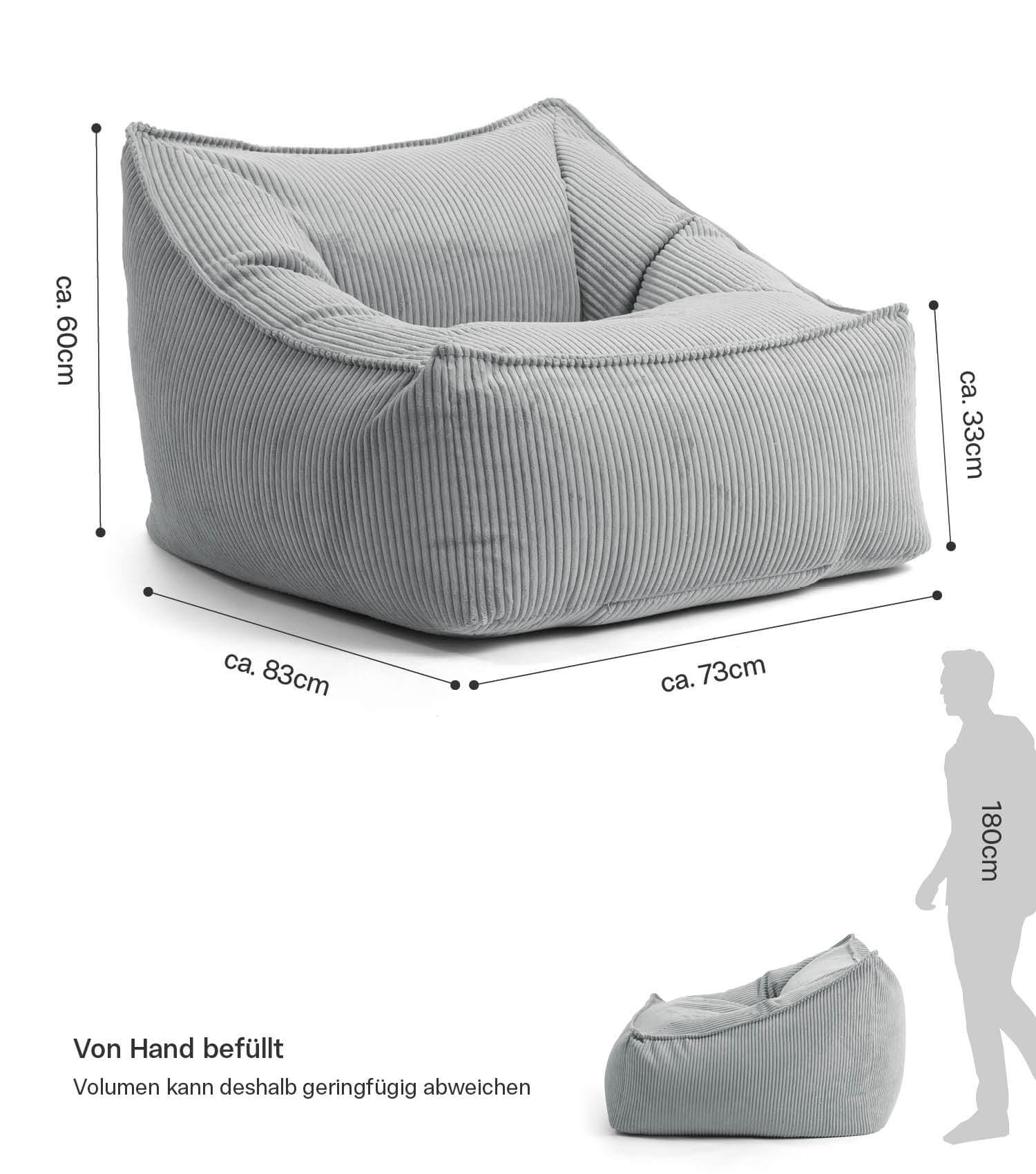 Cord Sessel Lesesessel XXL Sitzsack Sitzsack Cord Bean Bag Armlehnen