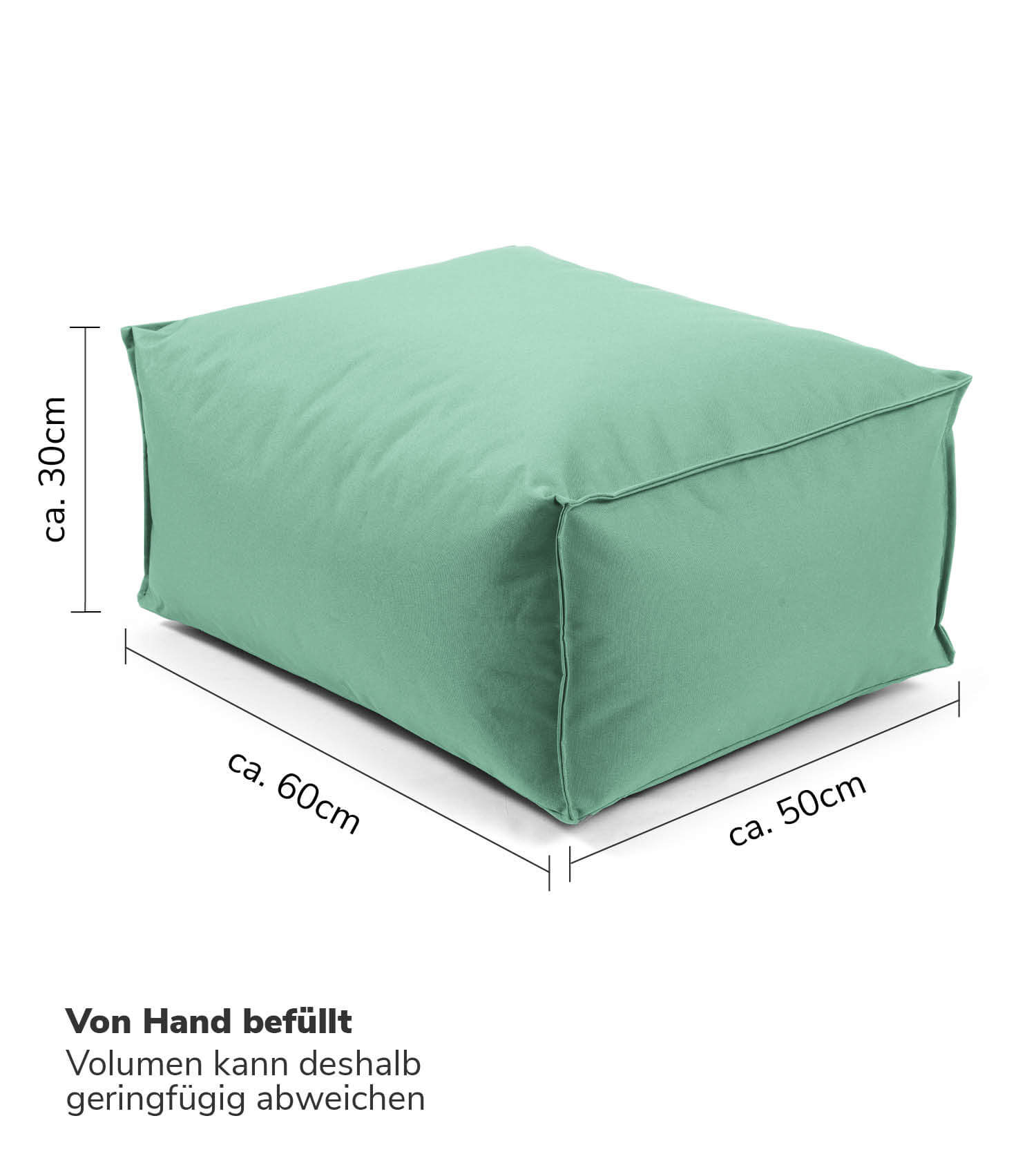 Outdoor Pouf Hocker Sitzkissen Bodenkissen 'Der Ruhepouf' Fußhocker eckig