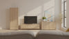 Wohnzimmerserie in heller Eiche mit Hochschrank, Lowboard und Sideboard